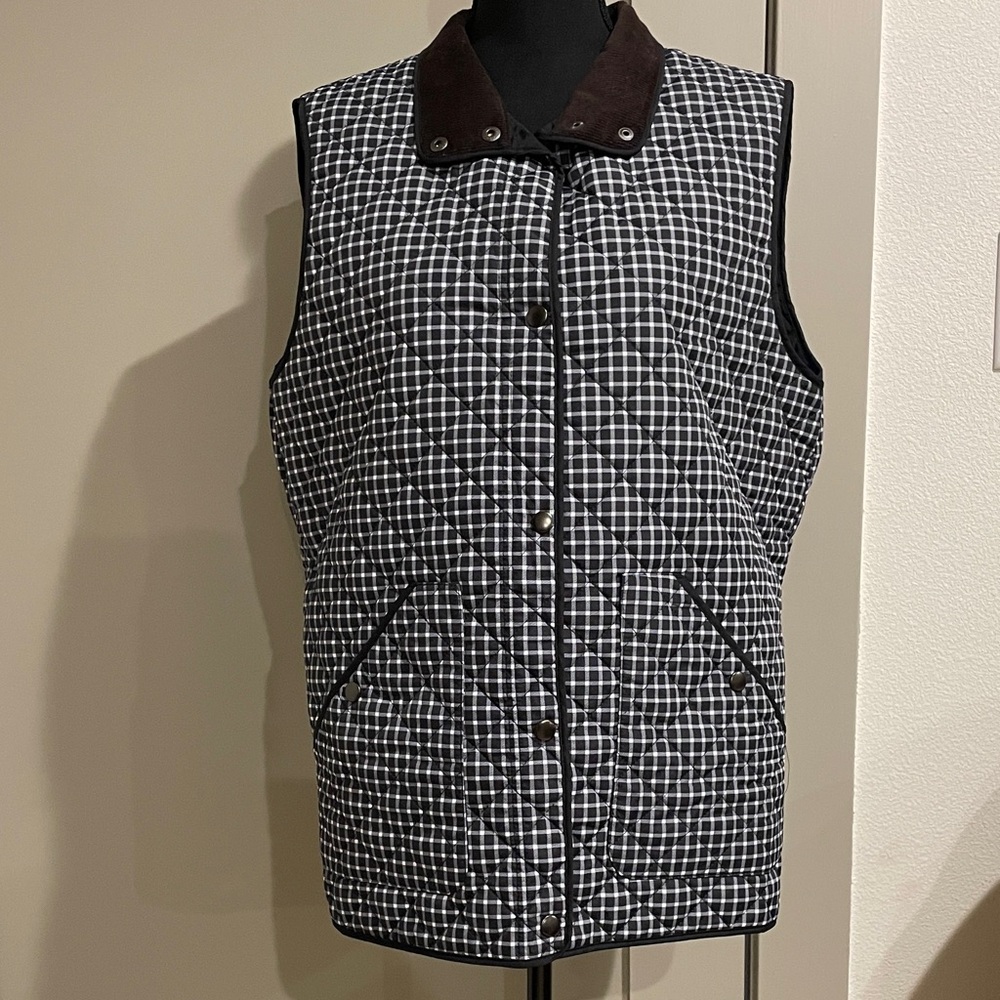 Lands' End Black Quilted Vest Primaloft Collection Large